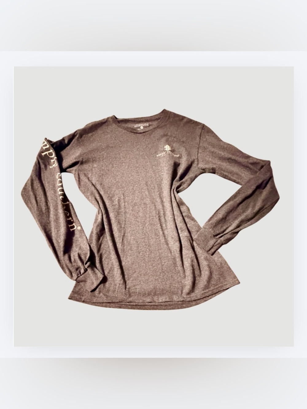 Simply Southern Women's Long Sleeve Tee, Charcoal Gray, Psalm 91:4, Sz Small